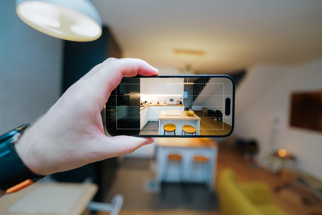 phone camera capturing view of apartment